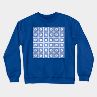 Blue Daisy Granny Squares Faux Crochet Crewneck Sweatshirt